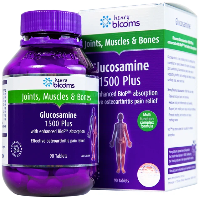 Viên uống Glucosamine 1500 Plus Henry Blooms hỗ trợ tăng tiết dịch khớp, bảo vệ màng sụn khớp (90 viên) - Nhà Thuốc Trường Thọ